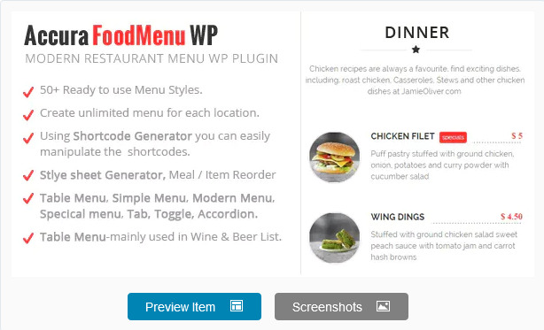 Accura FoodMenu WP - Modern Restaurant Food Menu