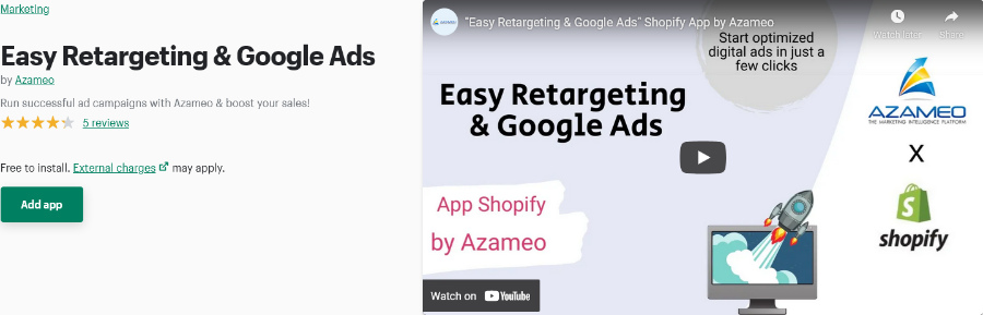Azameo Easy Retargeting & Google Ads Shopify App