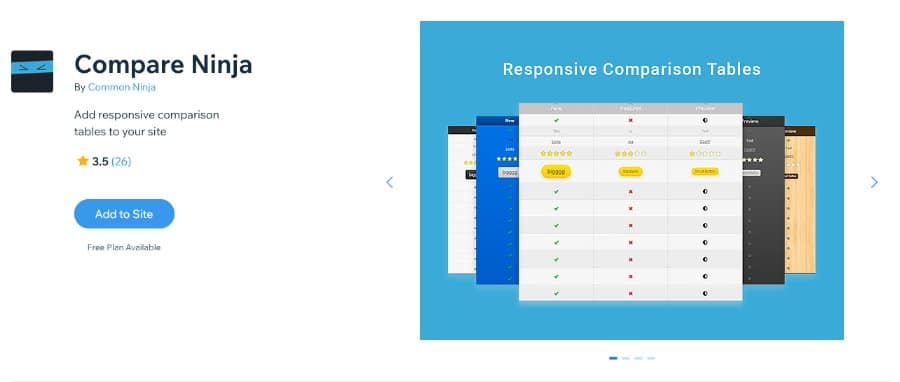 Compare Ninja Wix App