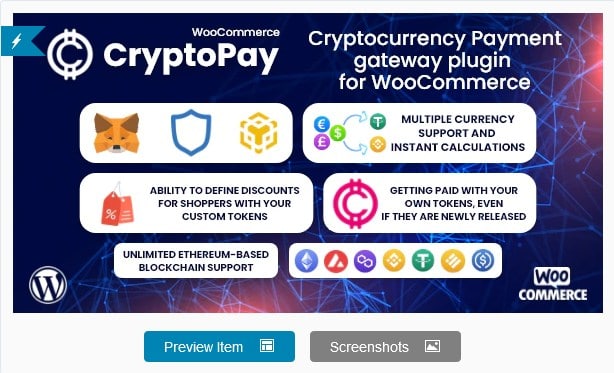 CryptoPay WooCommerce - Cryptocurrency payment gateway plugin