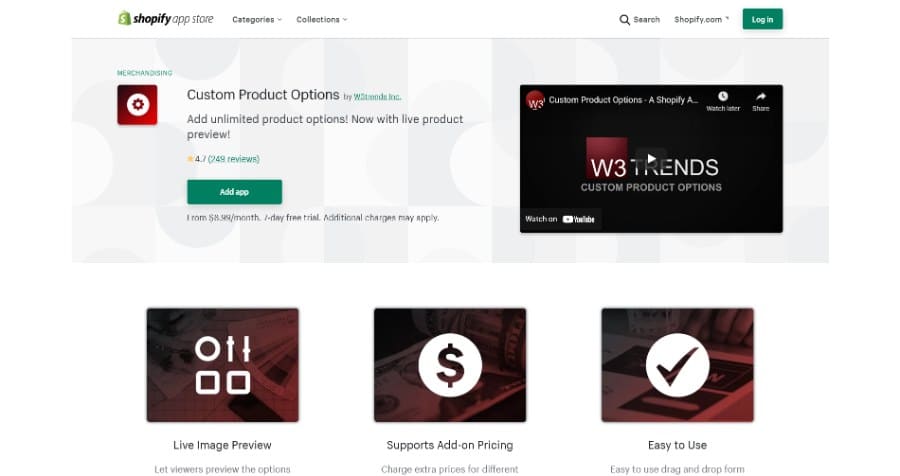 Custom Product Options – Shopify App