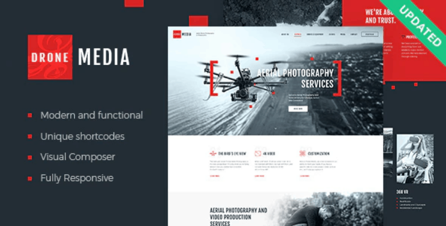 Drone Media Aerial Photography & Videography WordPress Theme + Elementor