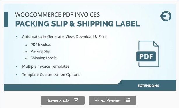 Extendons WooCommerce PDF Invoice, Packing Slip & Shipping Label