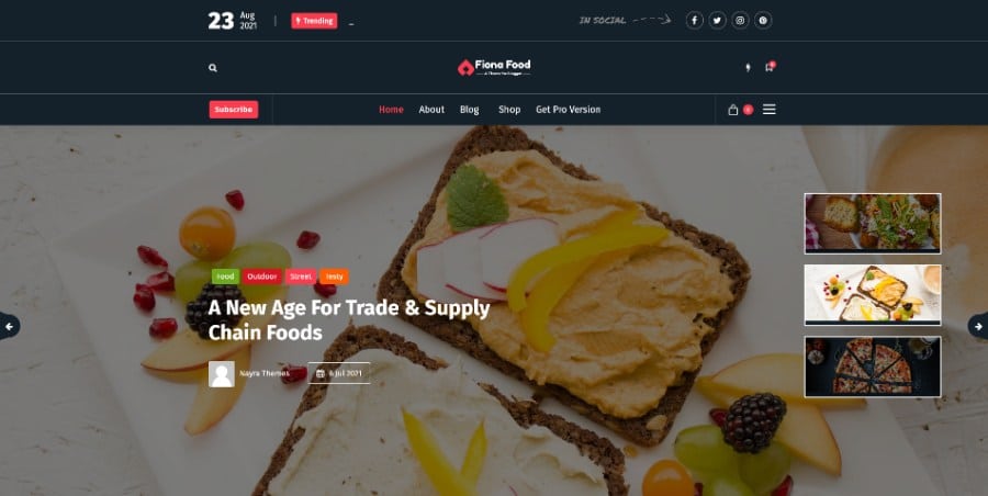 Fiona Food WordPress Theme