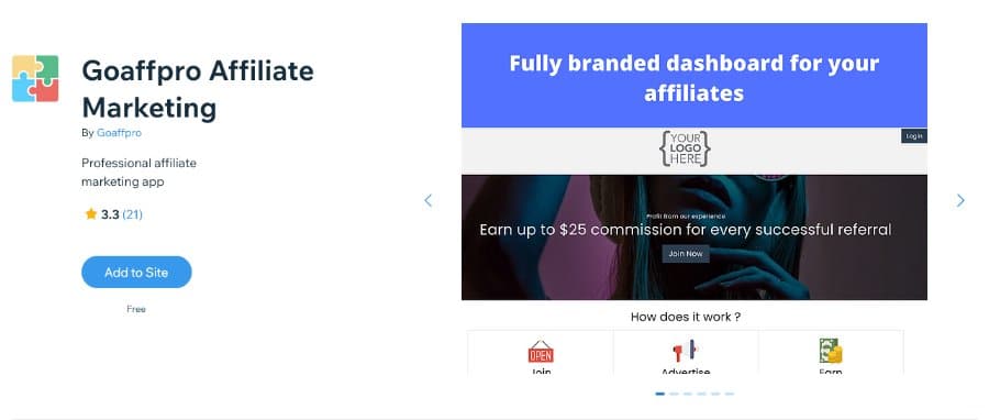 Goaffpro Affiliate Marketing Wix App