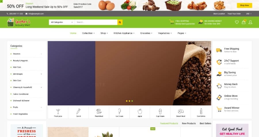 Gopher Grocery Store Shopify Theme