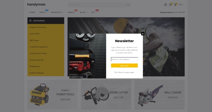 Handyman - Drag & Drop Plumber, Construction Tools Shopify Theme