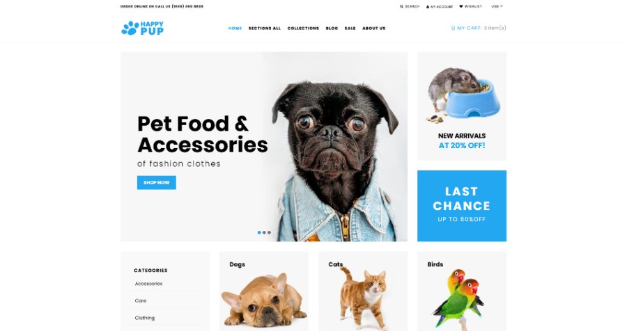 Happy Pup - Pet Shop Store Shopify Theme