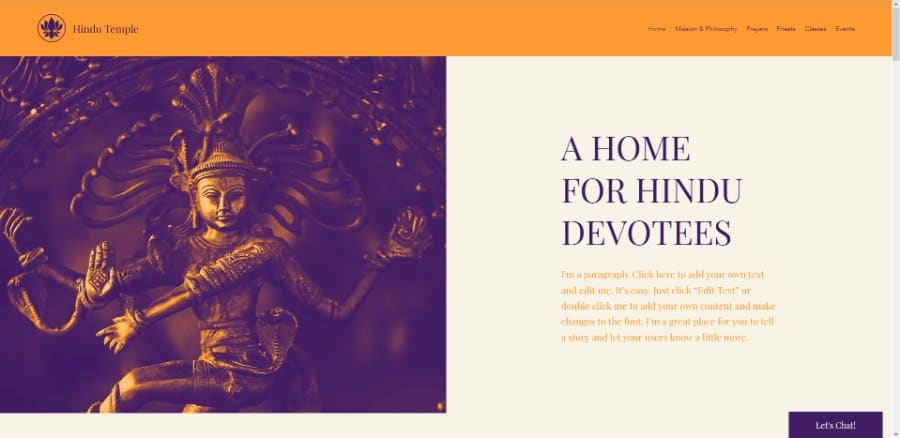 Hindu Temple Wix Template