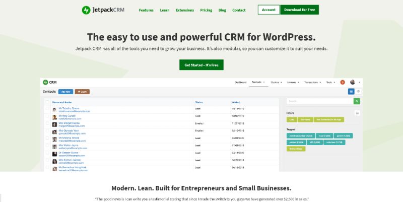 Jetpack CRM – Clients, Invoices, Leads, & Billing for WordPress