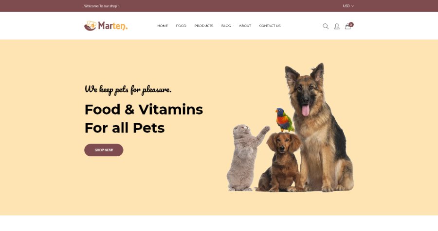 Marten - Pet Food, Pet Shop, Animal Care Shopify Theme