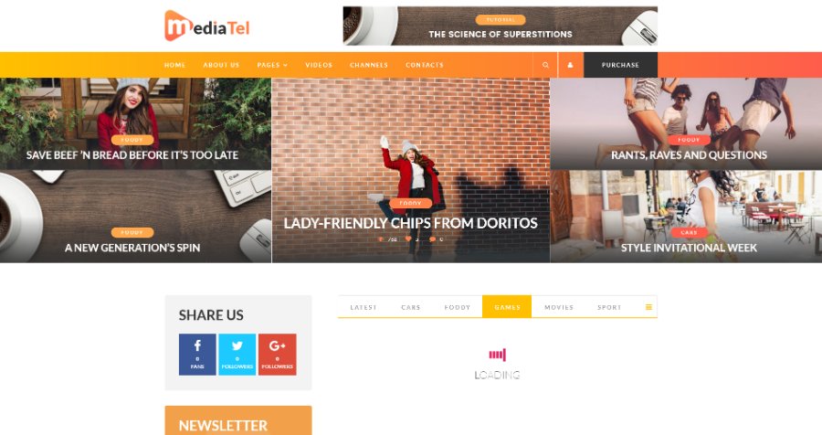 MediaTel - Youtube Vimeo Video News Aggregator Magazine WordPress Theme