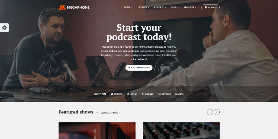 Megaphone - Podcast WordPress Theme