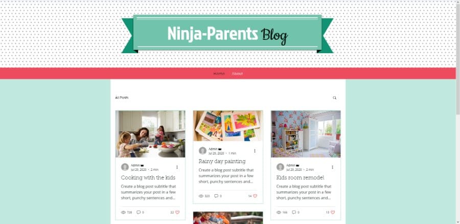 Ninja Parents Blog Wix Template