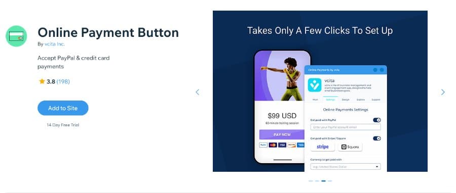 Online Payment Button Wix App