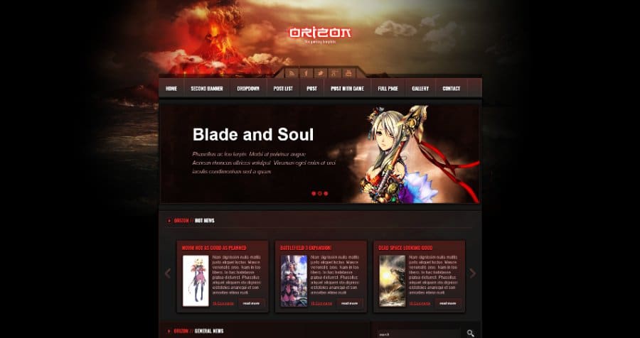 Orizon - The Gaming Template WP version