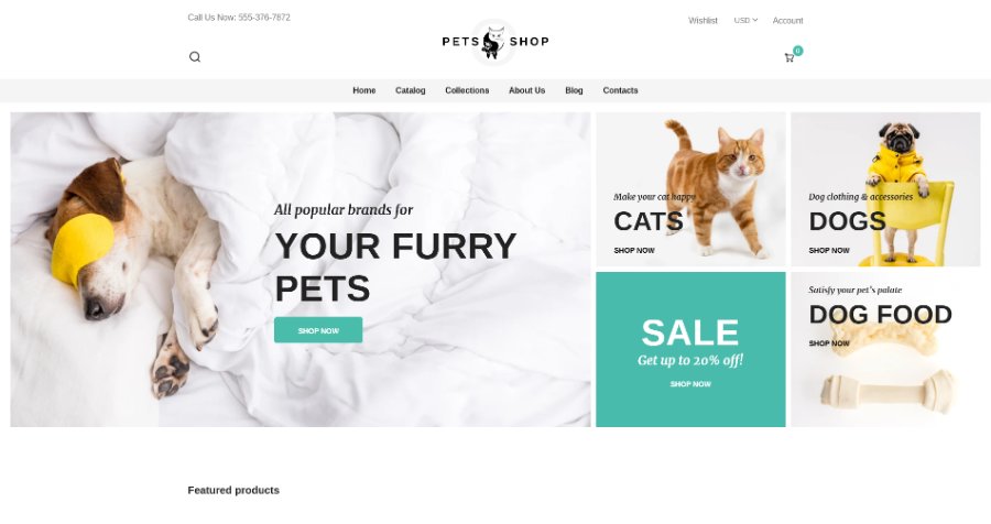 Pets Shop Design Template Shopify Theme