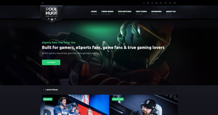 PixieHuge eSports Gaming Theme For Clans & Organizations