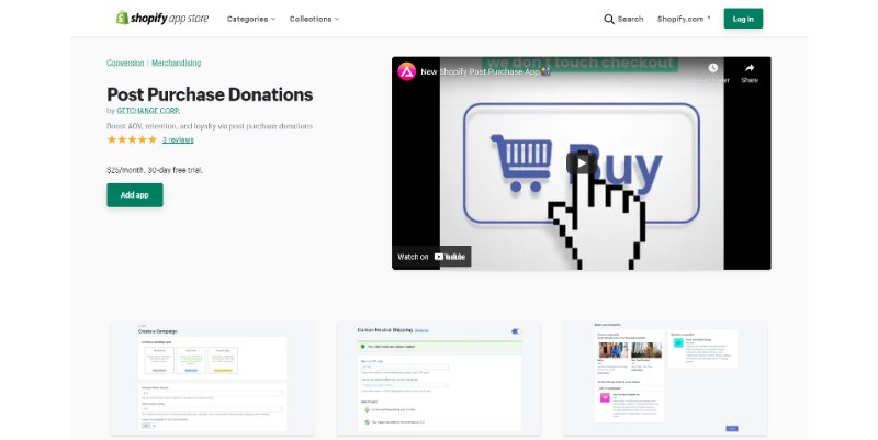 Post Purchase Donations Shopify App