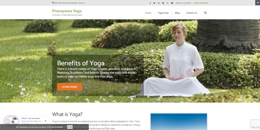 Pranayama Yoga WordPress Theme