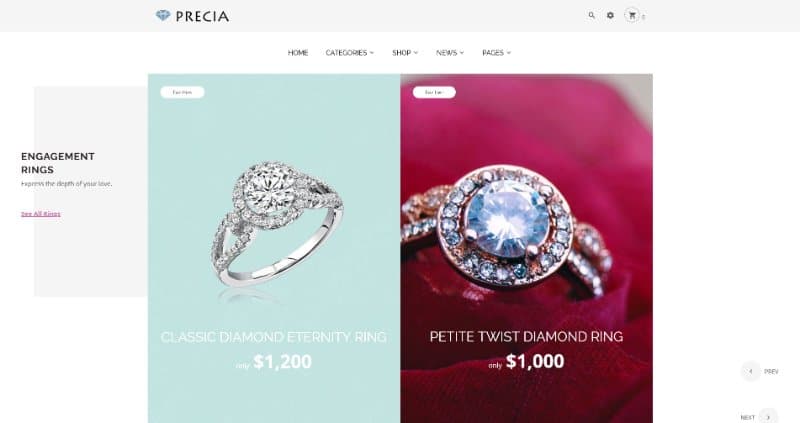 Precia - Jewelry eCommerce Magento 2 Theme