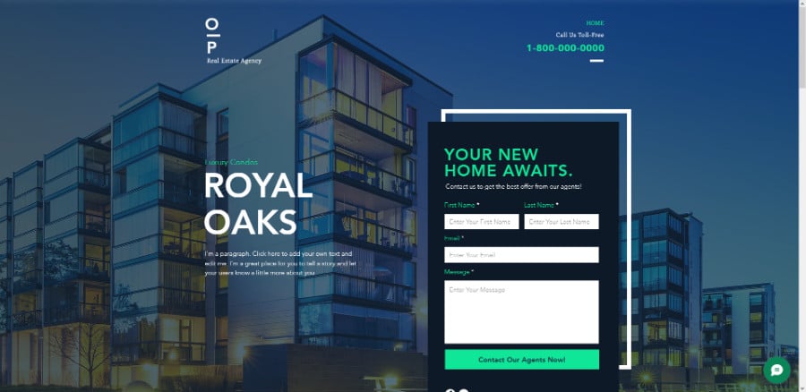 Real Estate Landing Page Wix Template