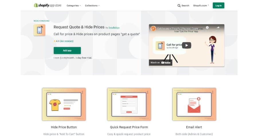 Request Quote & Hide Prices Shopify App