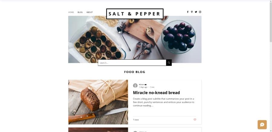 Salt & Pepper Food Blog Wix Template