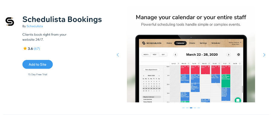 Schedulista Bookings Wix App