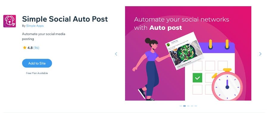 Simple Social Auto Post Wix App
