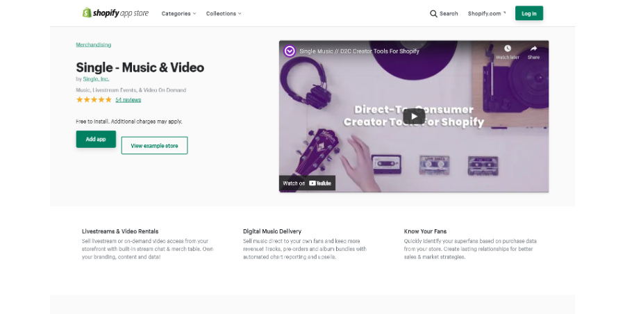 Single - Music & Video Shopify App