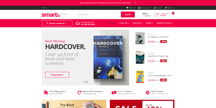 SmartBook - eBooks , Bookstore Shopify Theme