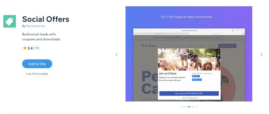 Social Offers Wix App