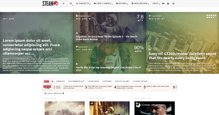 Steam - Responsive Retina Review Magazine Theme