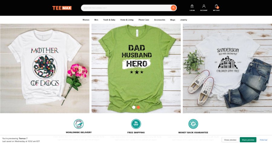 Download Best Free Shopify Theme For T Shirts Website Fabricator