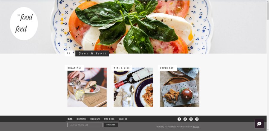 The Food Feed Wix Template