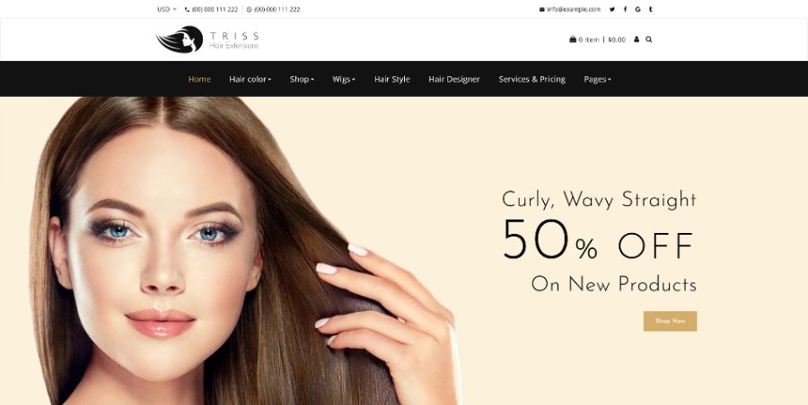 Triss - Hair Extension, Beauty Salon Shopify Theme