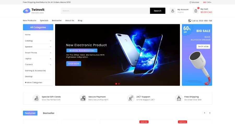 Twinvolt Electronic Shopify Theme