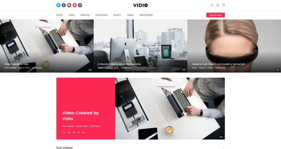 Vidio - Video Manager WordPress theme