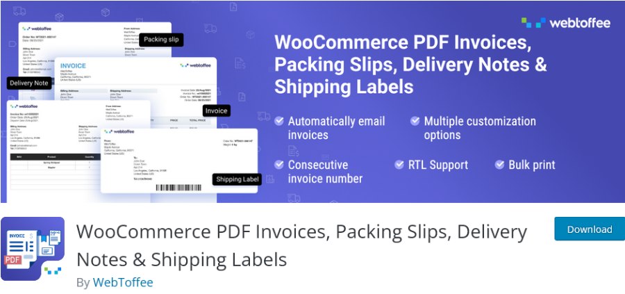 WebToffee WooCommerce PDF Invoices, Packing Slips, Delivery Notes & Shipping Labels