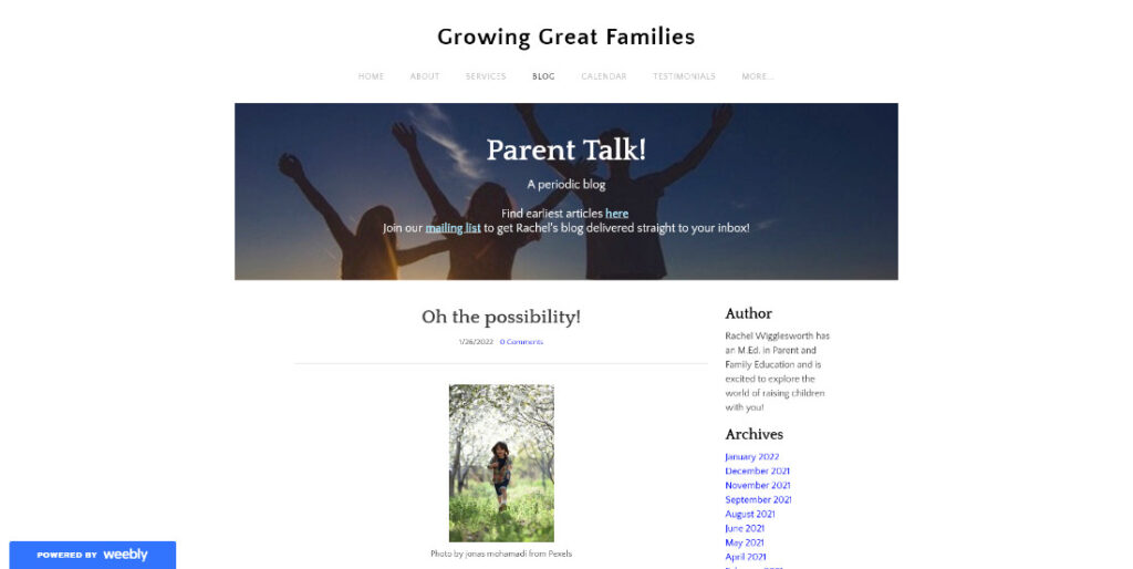 Weebly Blog - growinggreatfamilieswy