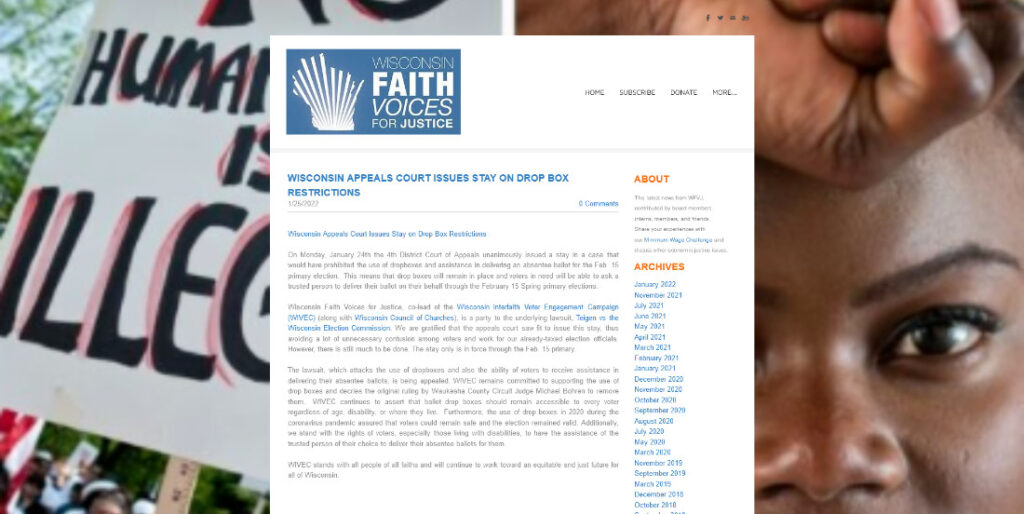 Wisconsin Faith Voices for Justice. Blog