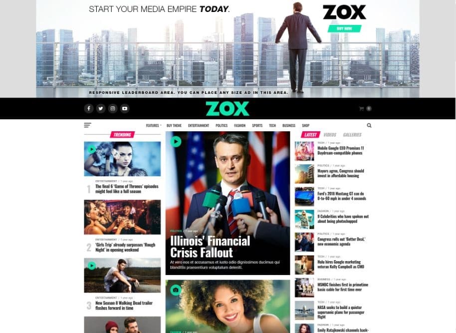 Zox News - Professional WordPress News Magazine Theme