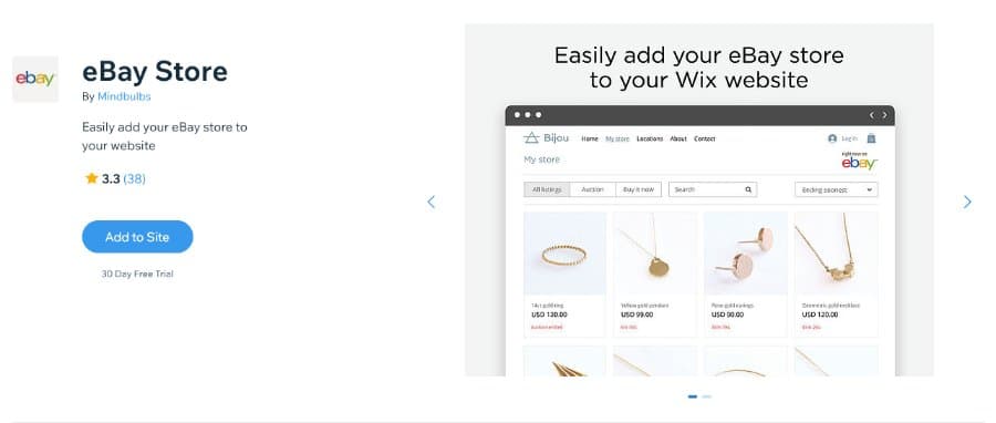 eBay Store Wix App