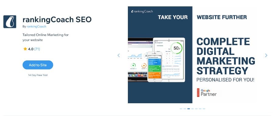 rankingCoach SEO Wix App