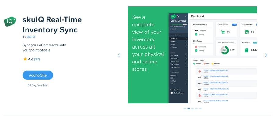 skuIQ Real-Time Inventory Sync Wix App